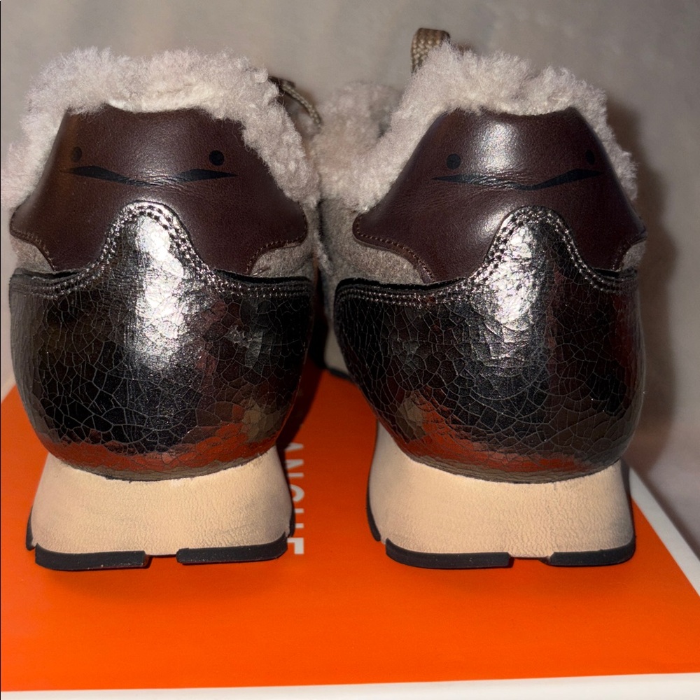 NWT VOILE BLANCHE JULIA Fur Leather And Fabric Sneakers in BEIGE - Picture 11 of 16
